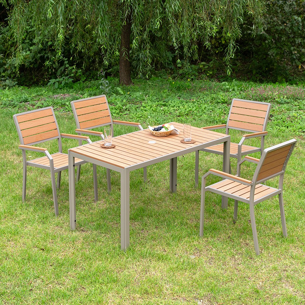 야드니 1300X700 수지목 야외 4인 세트 티 카페 정원, 그레이 418,000원