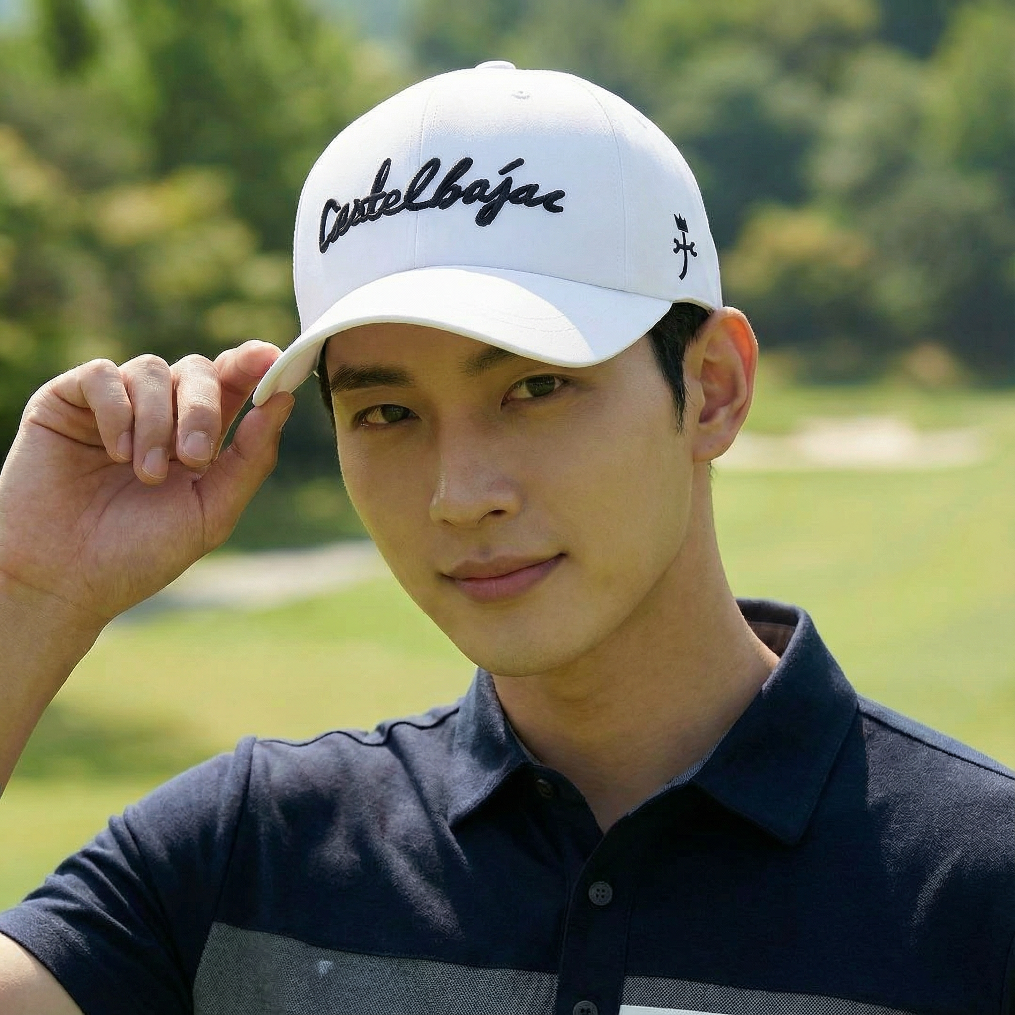 까스텔바작 GC-201 남성용 베이직 레터링 골프 볼캡 스포츠 모자, 1개, 화이트 38,500원