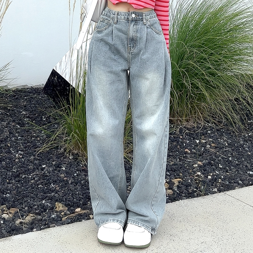 인비비드 여성용 입체 실루엣 더블 핀턱 브러쉬 워싱 와이드 진 H08K4_ij5696 32,800원