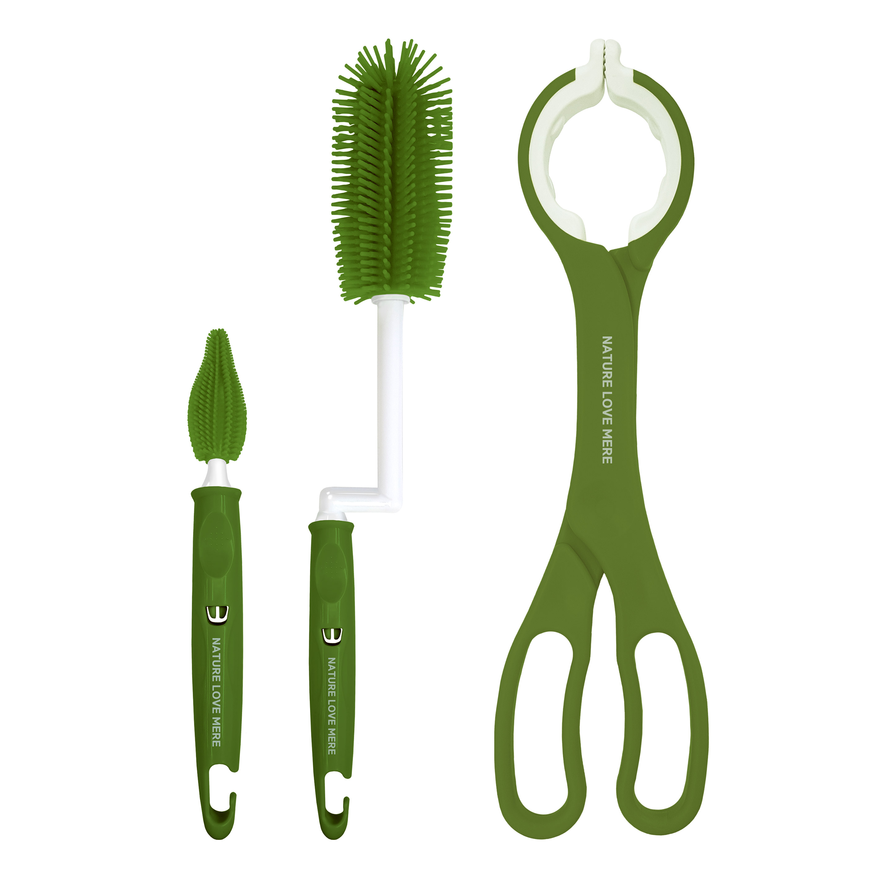 네이쳐러브메레 실리콘 젖병솔 + 젖꼭지솔 + 젖병집게 세트, 1세트, 네이쳐그린 15,500원