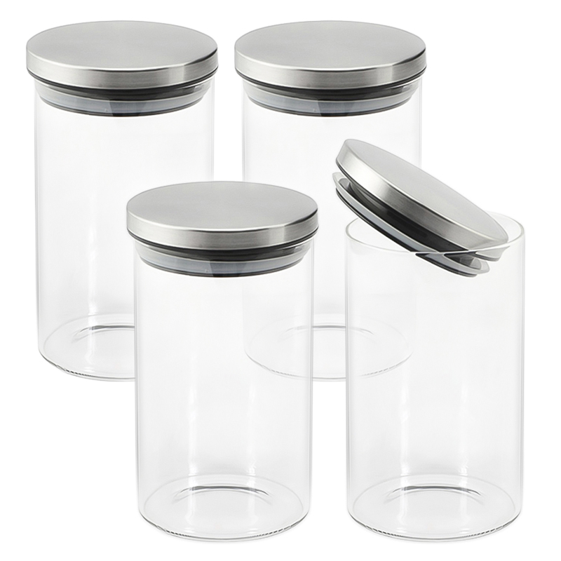 헬로키친 스테인리스 뚜껑 원형 내열 유리병, 1.2L, 4개 23,700원