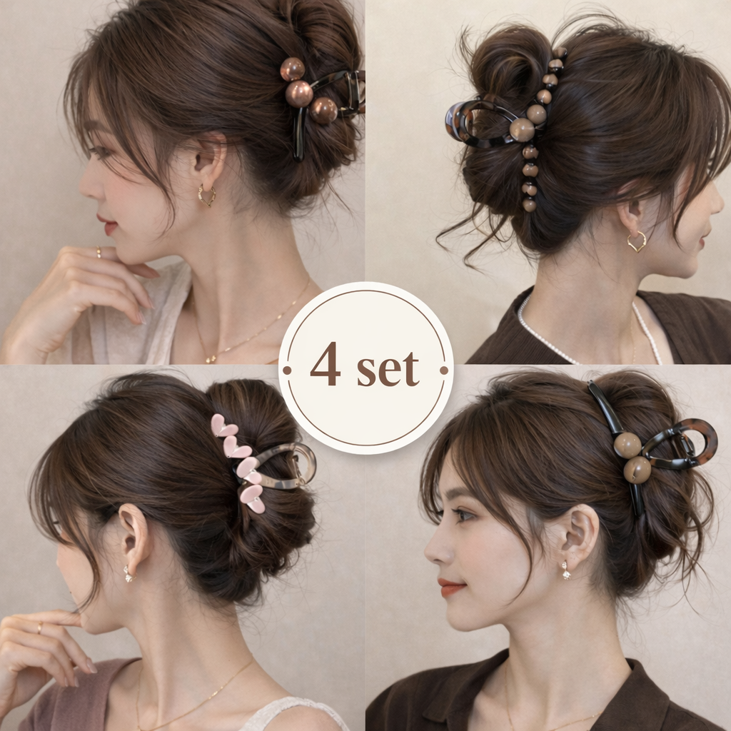 샤쯔 헤어 집게핀 4종 세트 우아한 올림머리 헤어핀 15,000원