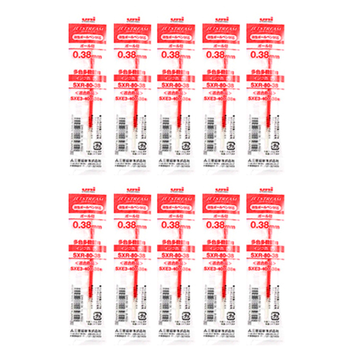 제트스트림 미쓰비시 유니 유성잉크 SXR-80 리필심 0.38mm, 레드, 10개 6,670원