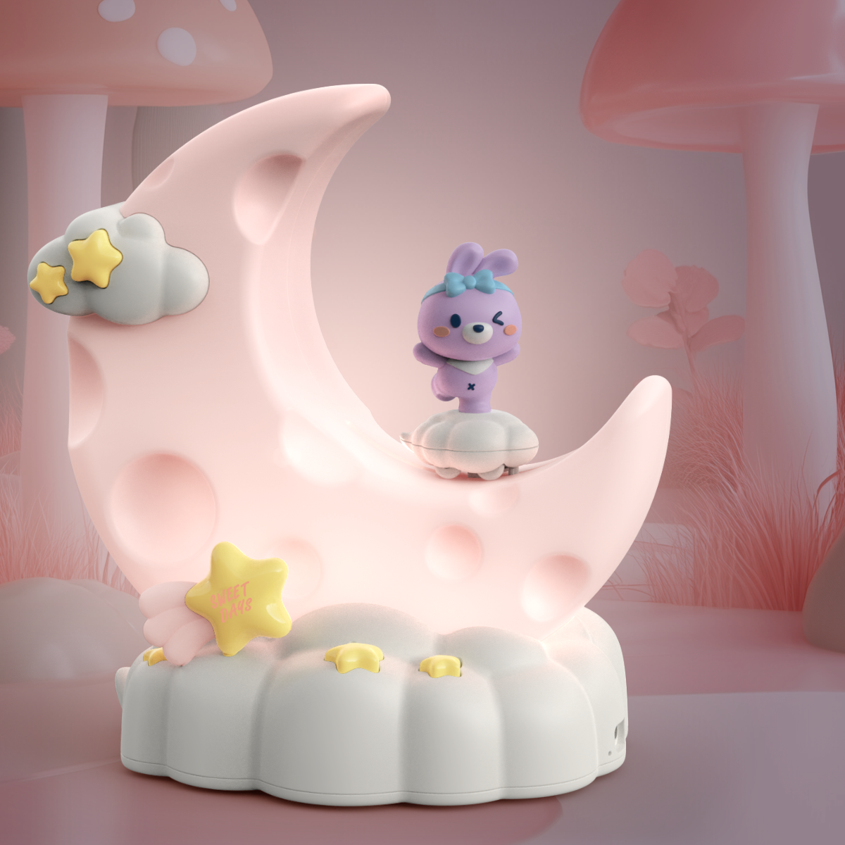 애니버디즈 귀여운 캐릭터 초승달 무드등 수유등, 핑크래빗 14,900원