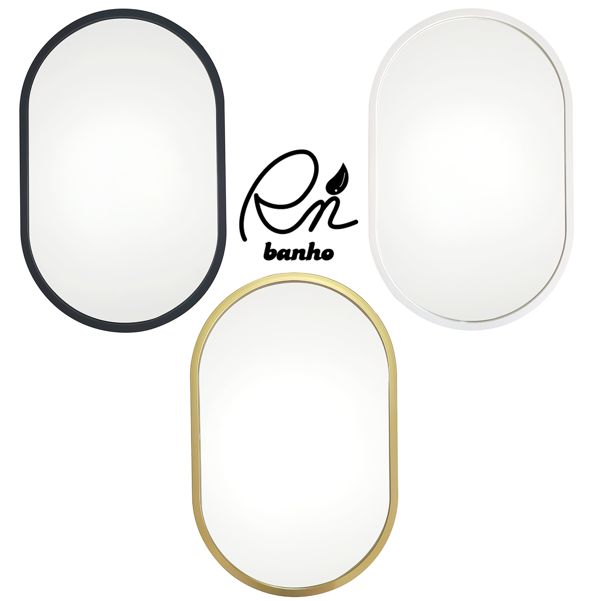 욕실거울 타원형거울 트랙 욕실경 거실 화장실 인테리어거울 트랙경 양타원, No.2 화이트 45,000원