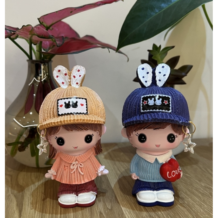 모자 악세서리 포인트 커플인형 2개세트 원룸 선반 장식 인테리어 소품 9,990원