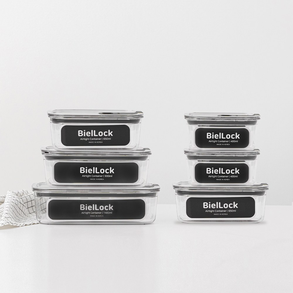비엘락 올투명 원터치 밀폐용기 블랙 4종6P 61,650원