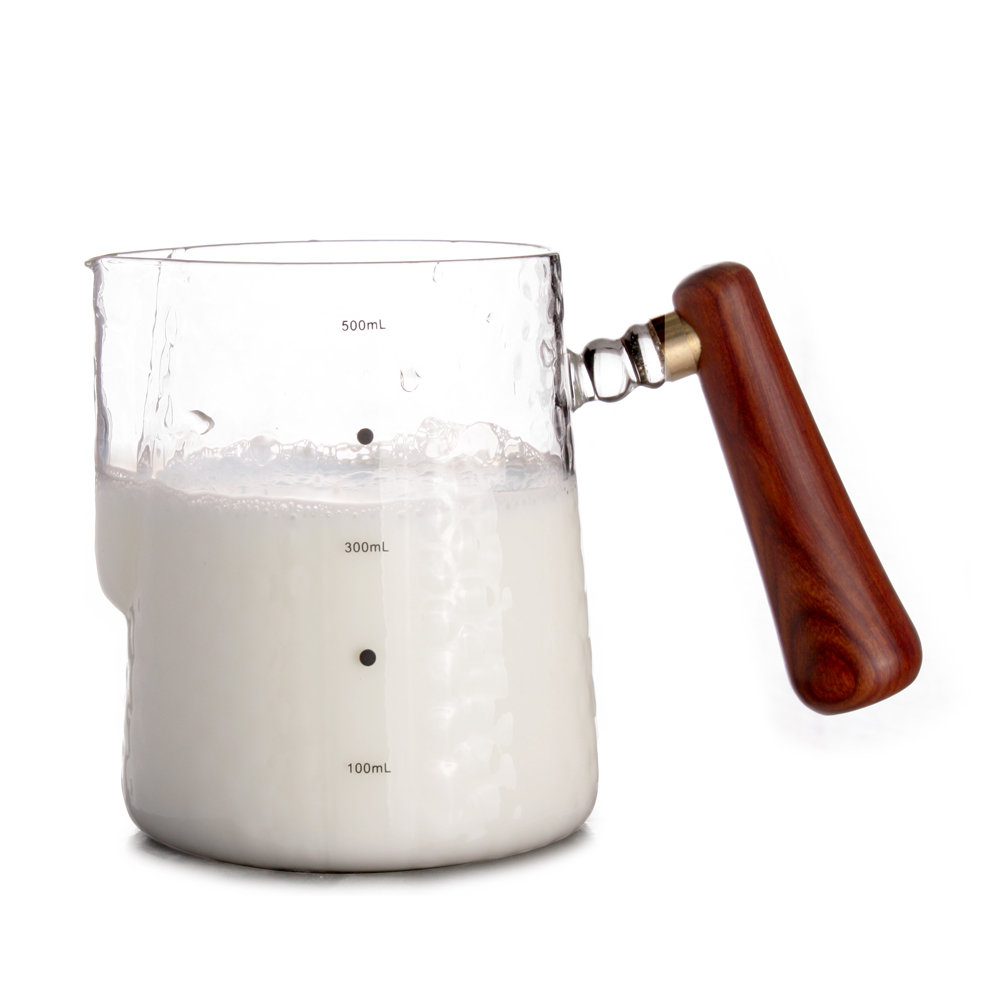 우드 손잡이 500ml 눈금 계량 유리저그 밀크저그, 1개, 단일 9,900원