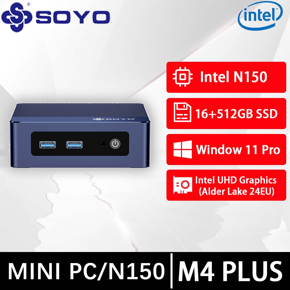 SOYO M4 Plus Twin Lake N150 미니 PC Windows11 Pro DDR4 16GB SSD WIFI5 BT5.0 DHMI 휴대용 데스크탑 게 203,300원