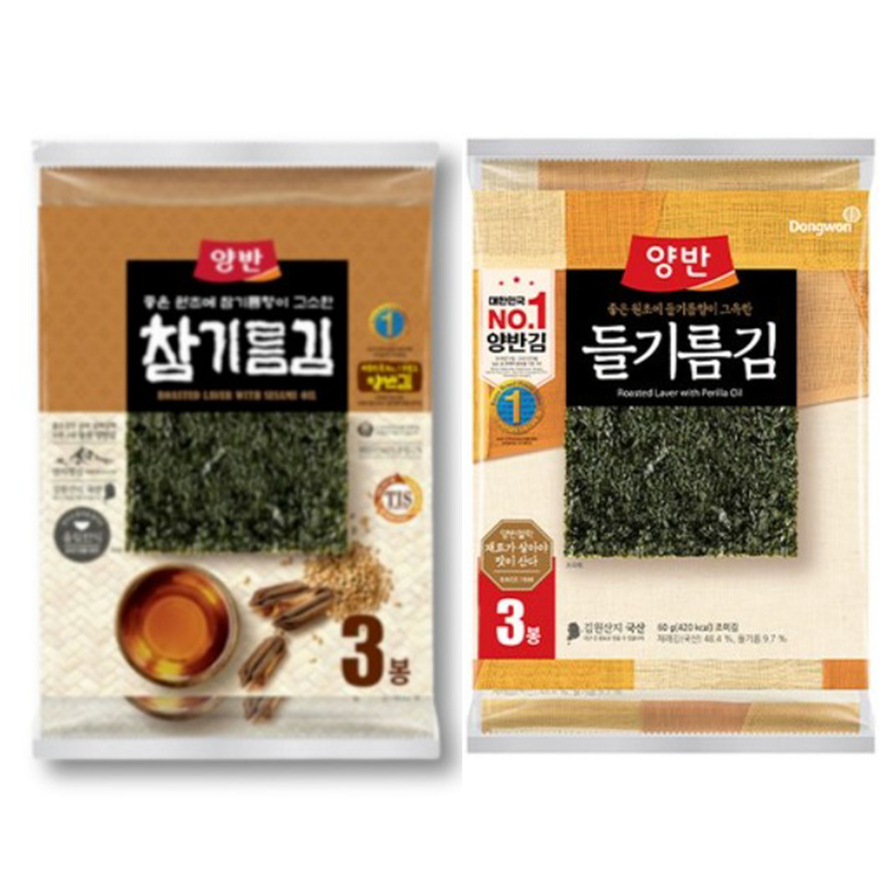 양반 들기름 + 참기름 전장김 20g, 6개, 20g 13,900원