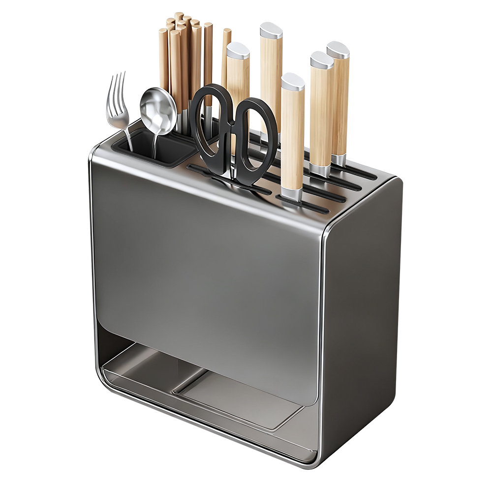 EXTEDRG 주방 칼꽂이 탄소강 7구 대용량 물빠짐 통퐁 배수 녹 방지 칼집 벽걸이 스탠드 겸용, 1개, 그레이 38,000원