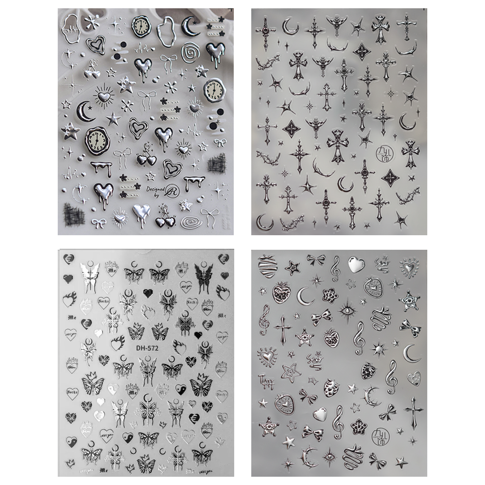 포트렘 네일 스티커 실버 크롬메탈 4종 세트 7,800원