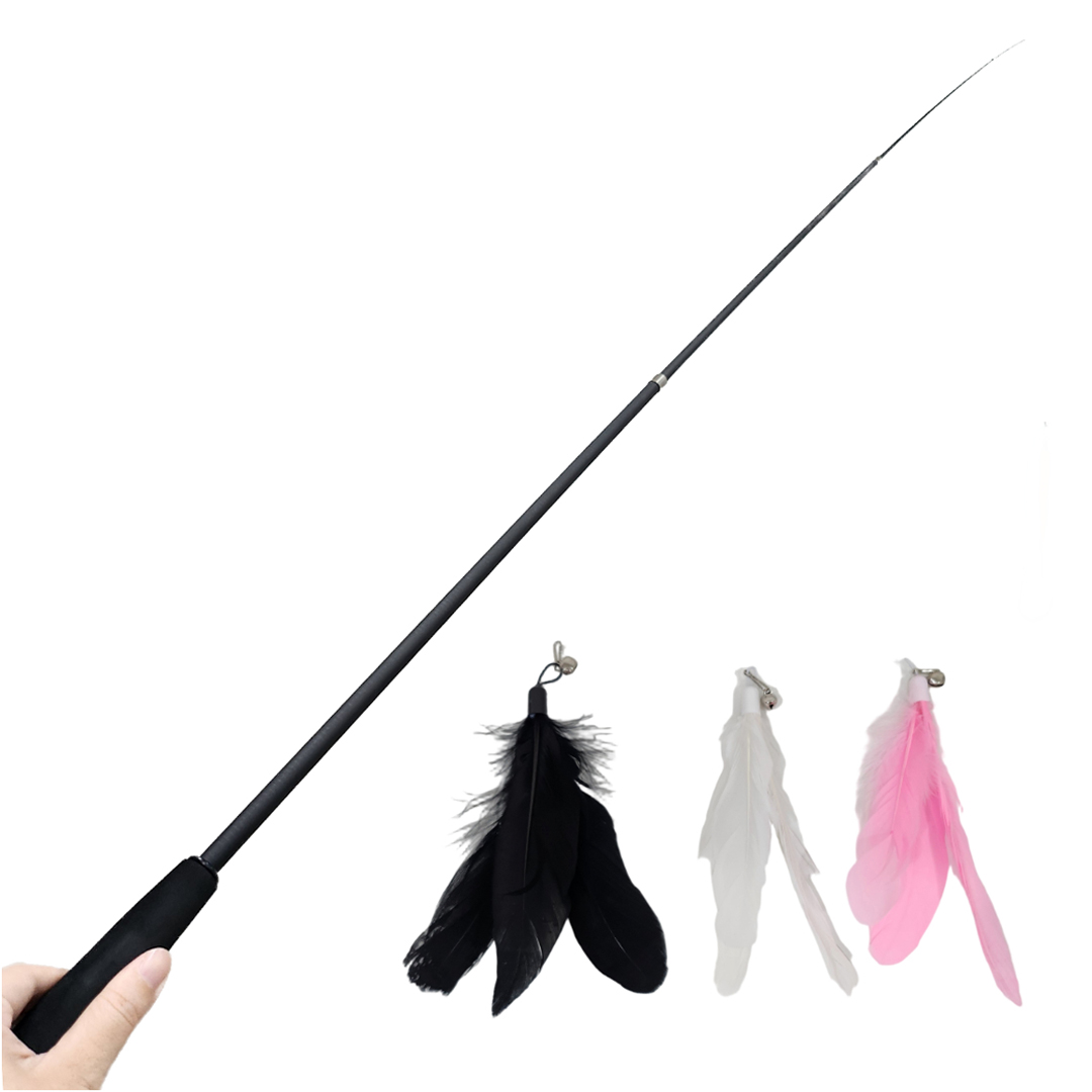 마아 고양이 낚싯대 1.8m + 깃털 3종 세트, 1세트, 블랙 + 화이트 + 핑크 6,900원