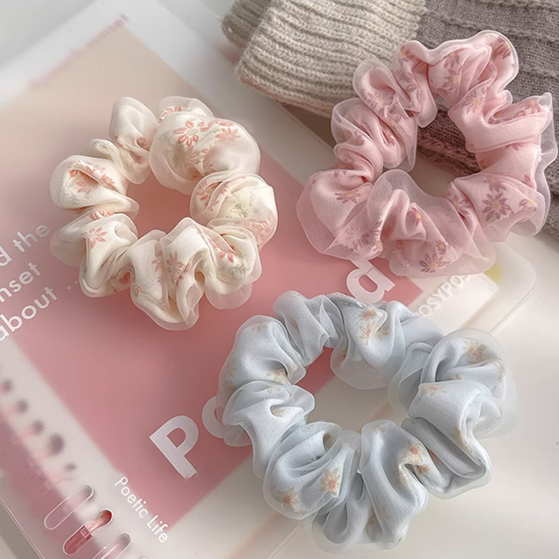 워더미 여성용 풍성 로맨틱 쉬폰 빅 헤어슈슈 머리끈 3종 세트 F532 5,900원