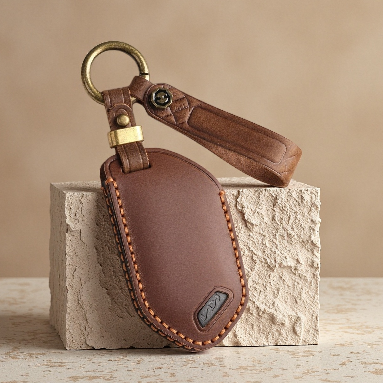 GASUNG 인기 기아호환 가죽 차키케이스 키홀더+ KIA차량용 키커버, 레트로 브라운, 1개 22,500원