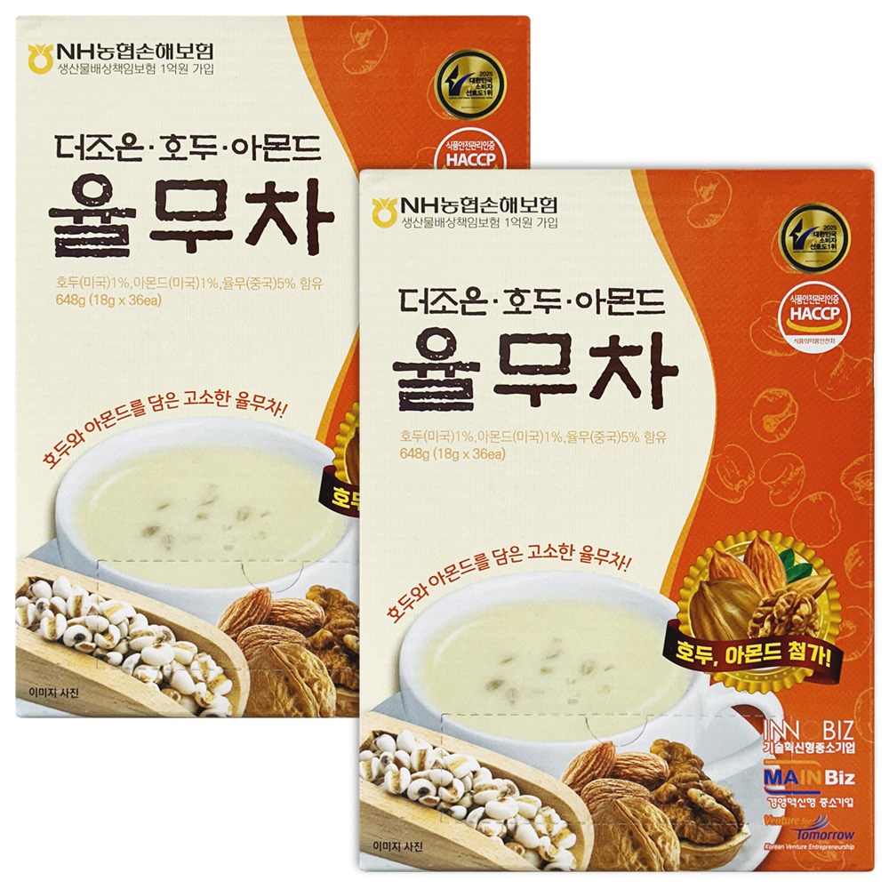 더조은 호두 아몬드 율무차 식사대용 선식 스틱, 2개, 36개입, 18g 20,600원