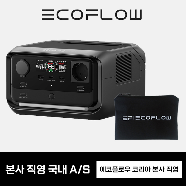[오늘발송 / 본사직영] 에코플로우 리버3 플러스 + 파우치 휴대용 파워뱅크 캠핑용 차박 보조 배터리 220V 459,000원