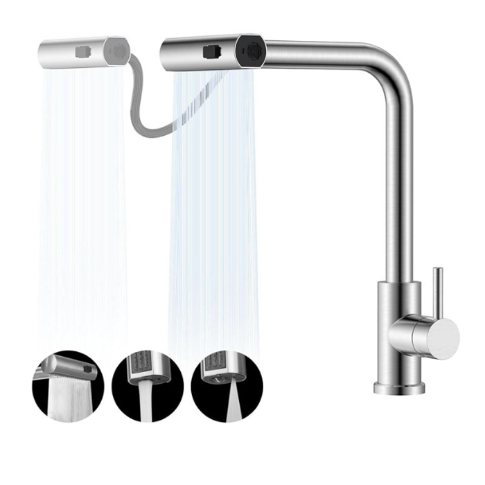 자칠 스테인리스 스틸 주방 pull-out 수도꼭지 신축형 360도 회전 폭포수 방수 기능 포함, 1개 28,750원