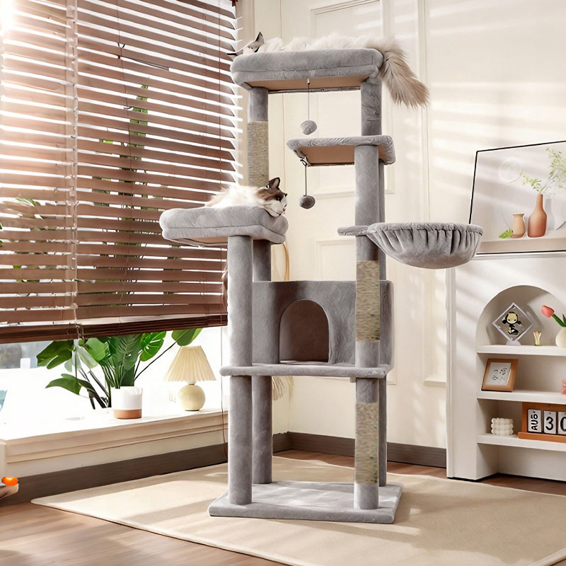New World 튼튼한 대형 캣타워 다기능 등반+스크래쳐+장난감 고양이 집, 1개, 회색 100,000원