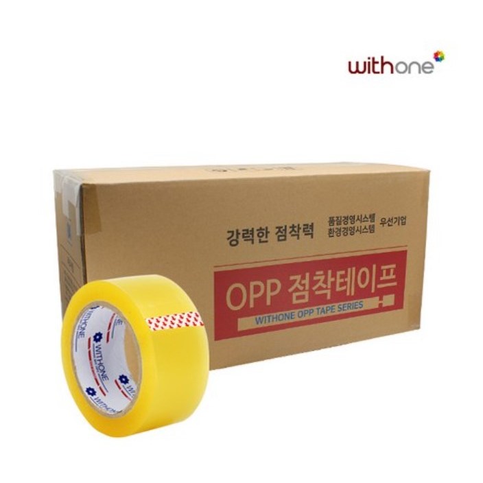 위드원 테이프_ 청 테이프 / 기계 테이프 / 박스 테이프 / 칼라 테이프 / 신선식품 테이프 / 미색 테이프 1box 39,000원