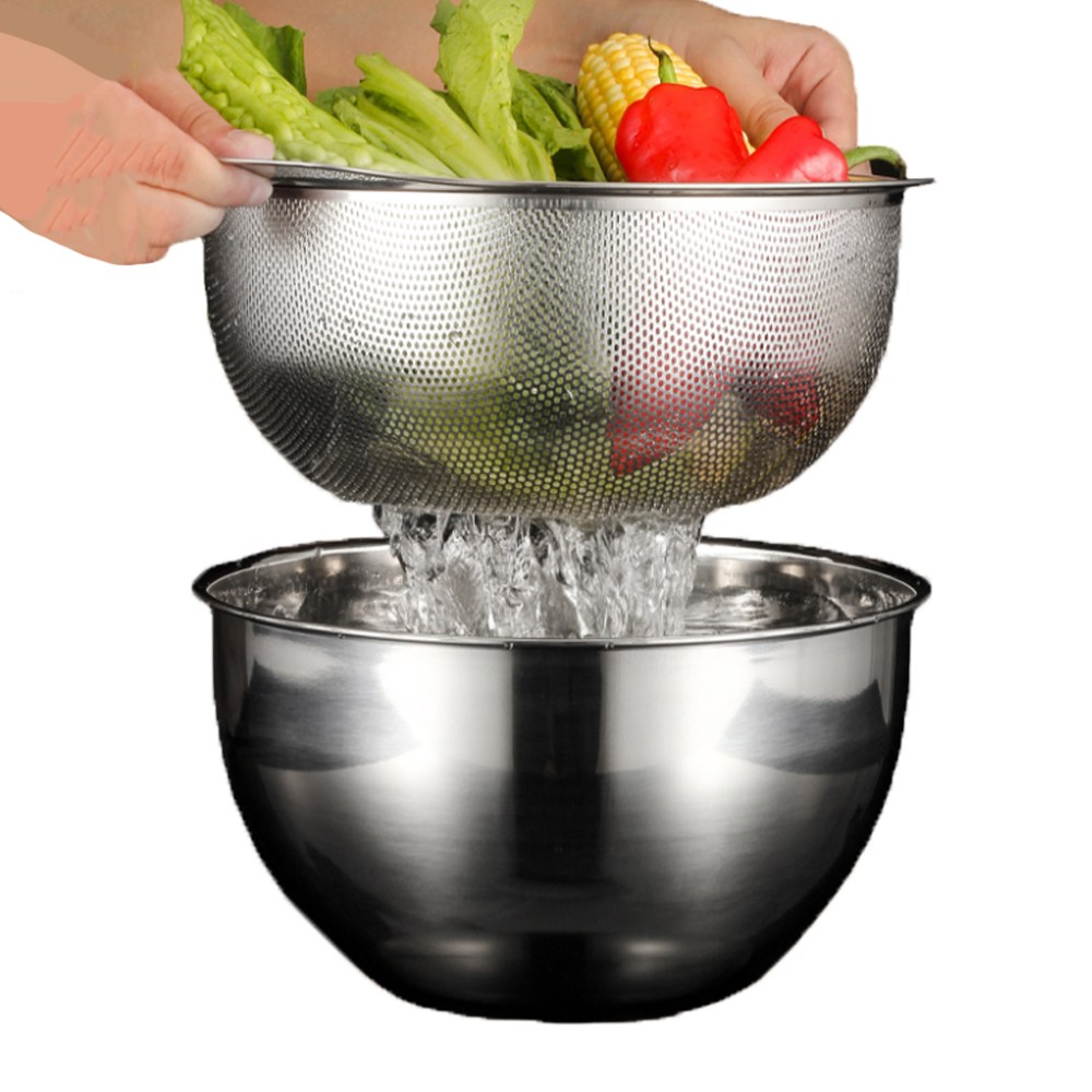 헬스와미 스틸 믹싱볼 채망 세트 24CM 식재료 건지기 타공 물기제거 27,900원