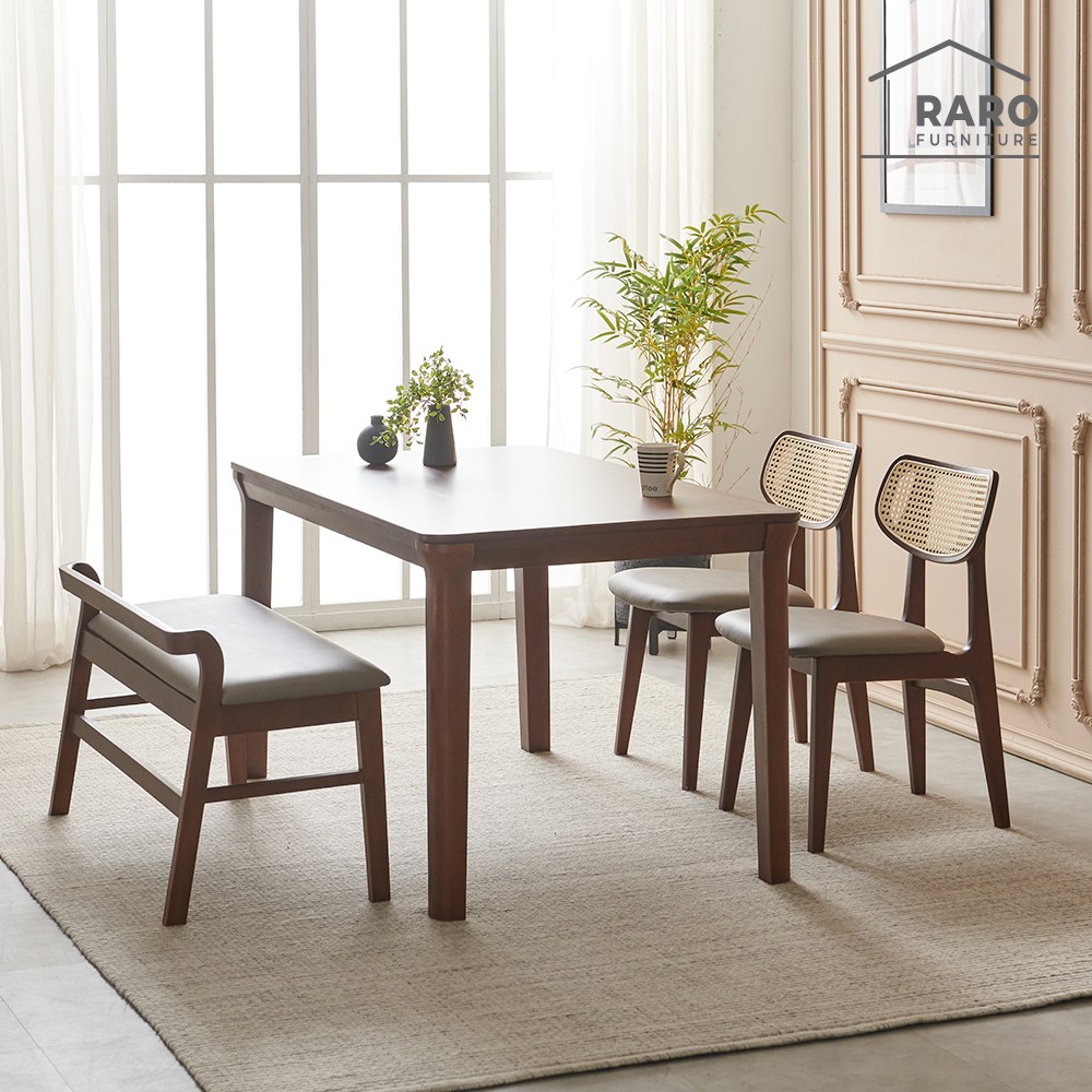 라로퍼니처 벨로나 1400 고무나무 원목 4인 라탄 식탁 세트, 상세 설명 참조 416,000원