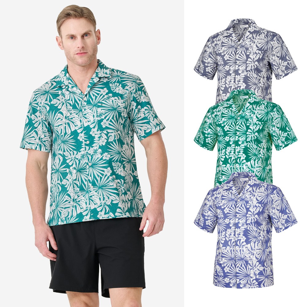 빌트모아 남성 여름 골프웨어 보태니컬 오픈 카라 냉감 셔츠 45,000원