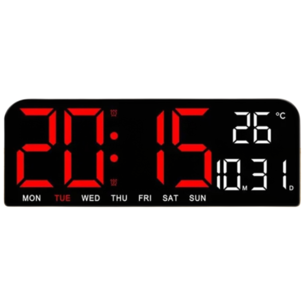 대신스토어 디지털 중형 온습도 날짜 LED 탁상 벽걸이 시계, 레드 23,900원
