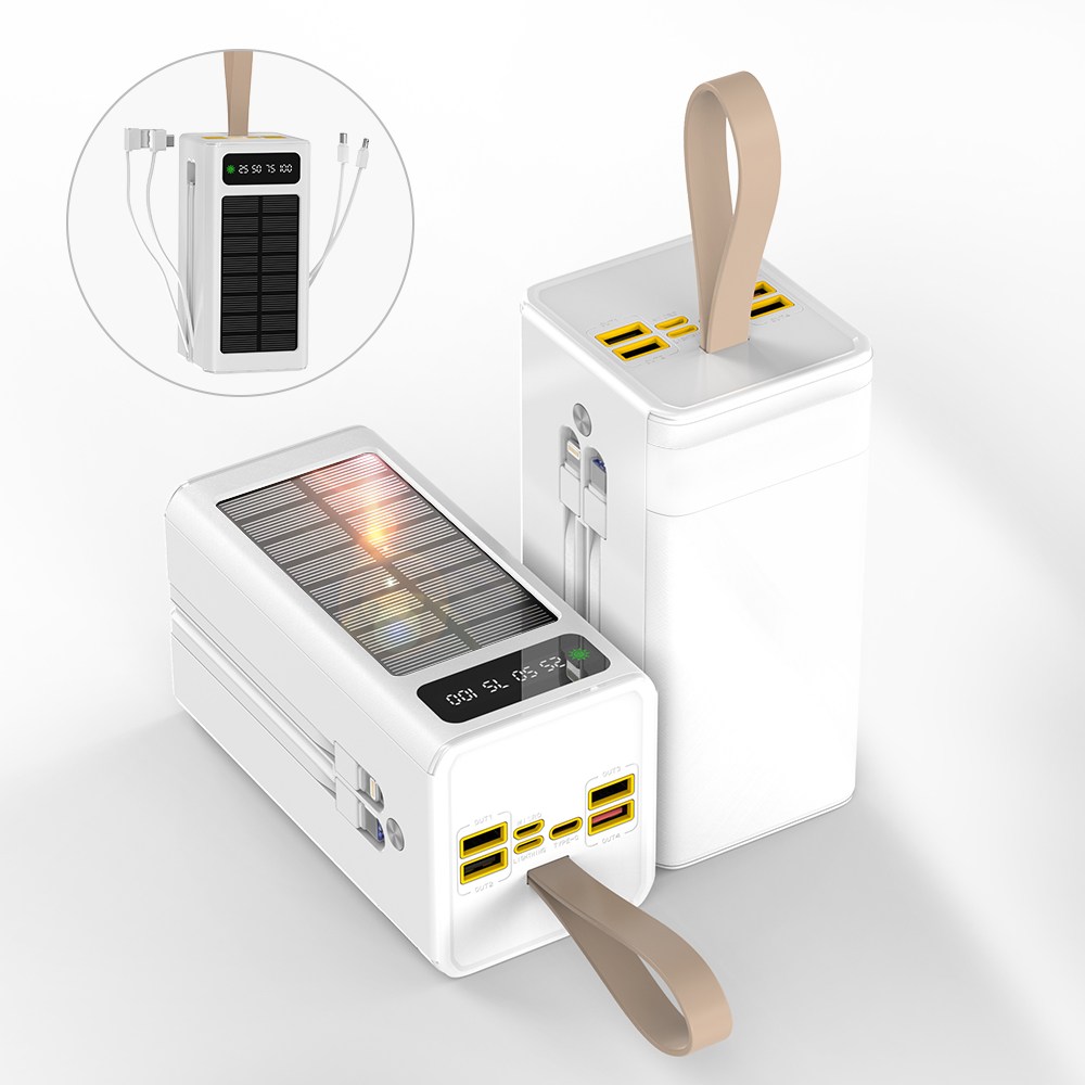 CCAGU 대용량 보조배터리 60000mAh 고속충전 태양광충전기 일체형 보조밧데리 멀티단자 차박 캠핑용 LED조명등, 화이트 52,800원