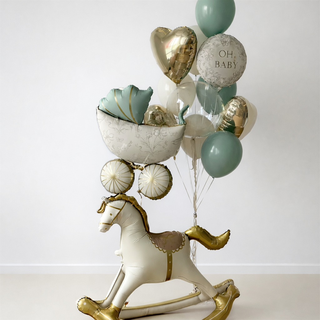 EC1983 베이비샤워 풍선 세트 아기 50일 100일 생일 파티 말풍선 유모차 풍선, 혼합색상, 1개 21,900원