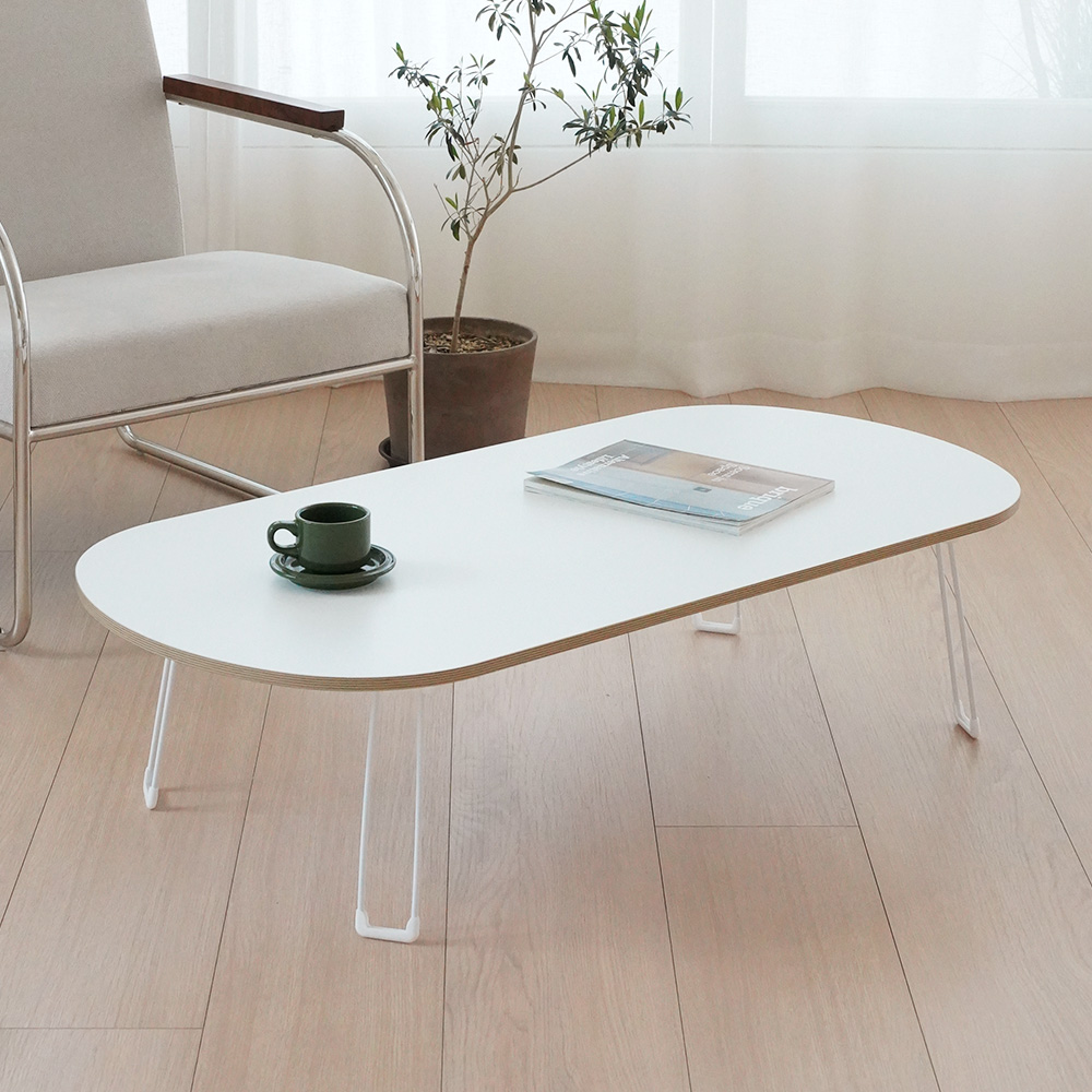 레몬트리 LPM 엣지라인 타원형 접이식 테이블, 우드 화이트 39,500원