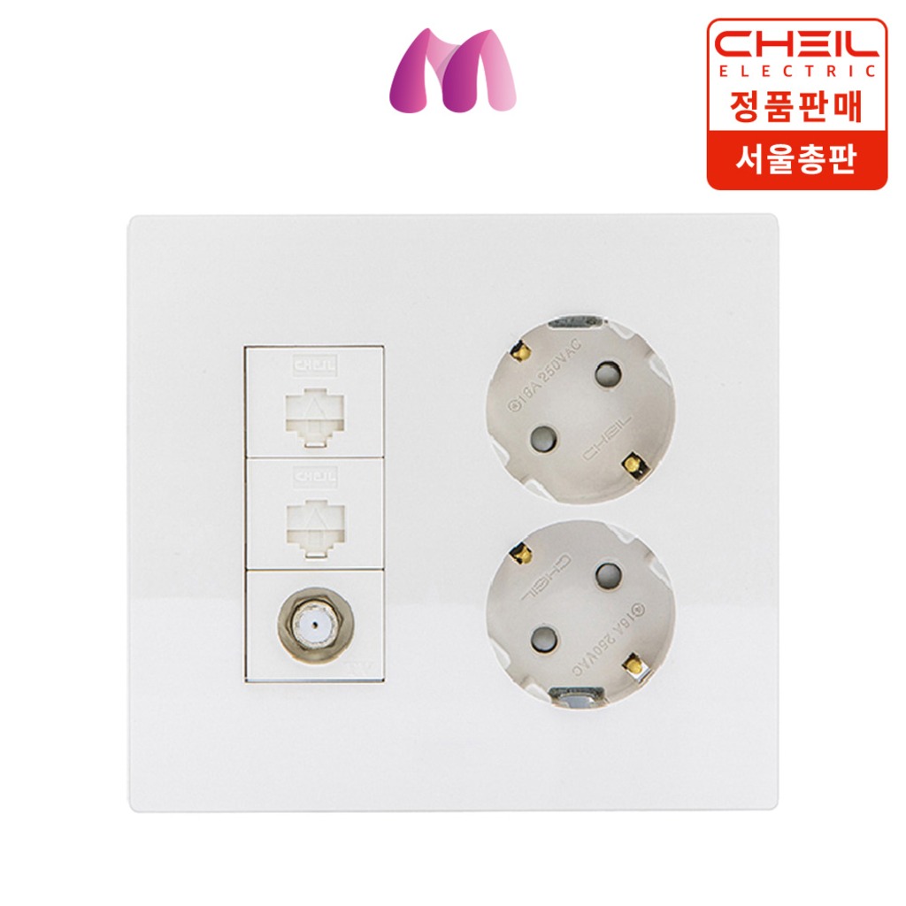 제일전기 디노 통합수구 2개용 콘센트2구(우)+8P2구+CATV2방1구 세트, 1개 18,600원