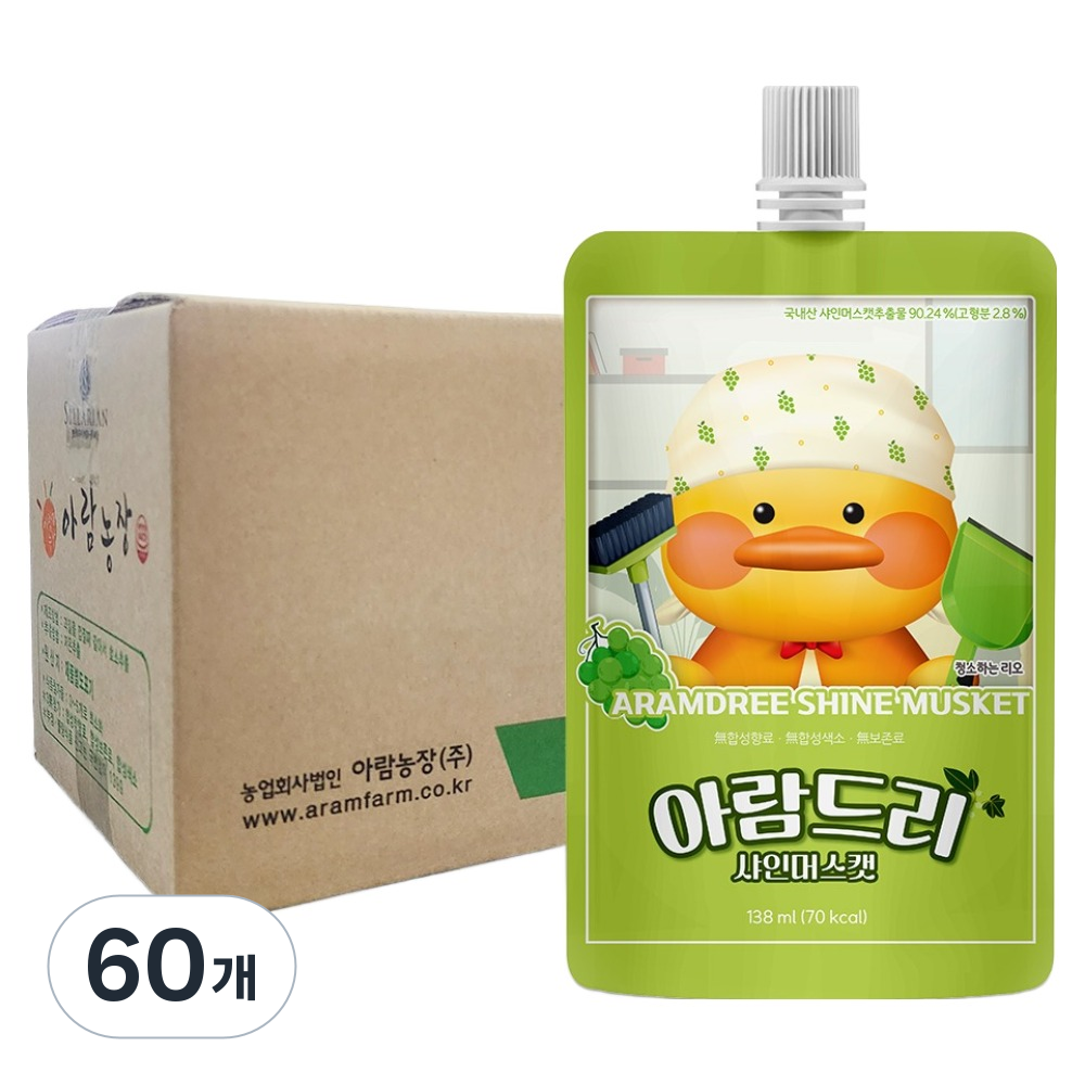 아람농장 아람드리 샤인머스캣 주스, 138ml, 60개 49,520원