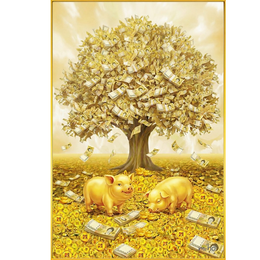 미호코리아 돈 행운 복 들어오는 액자 개업선물 집들이 돼지 부엉이 해바라기 잉어 금전수, 09.돈벼락돈나무(세로) 38,900원