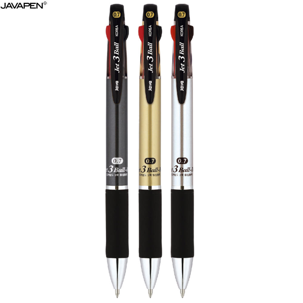 [자바펜] 제트3볼M 0.7 저중심 유성 3색볼펜 삼색볼펜, 1개, 메탈락실버 1,610원