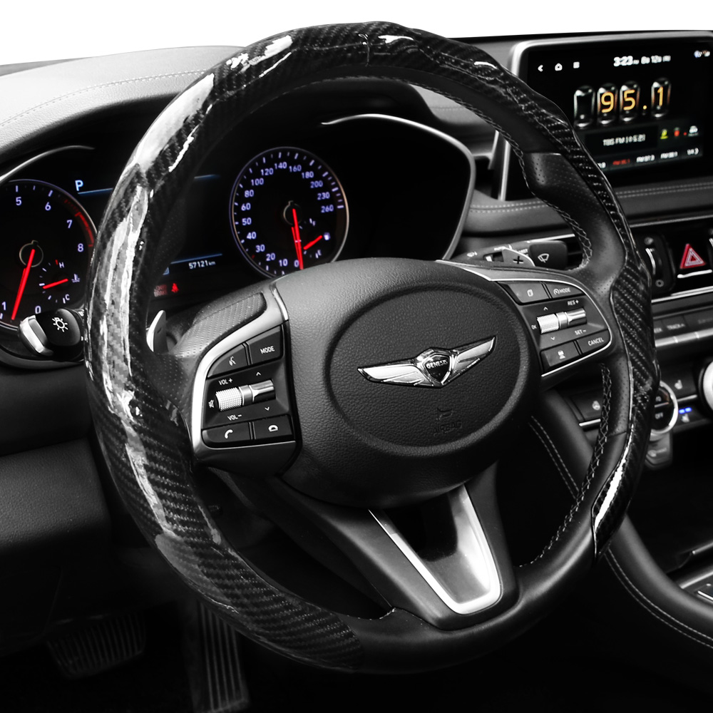 엑스핏 스페셜 리얼카본 차량용 자동차 고급 핸들커버 전차종공용, 블랙 17,900원