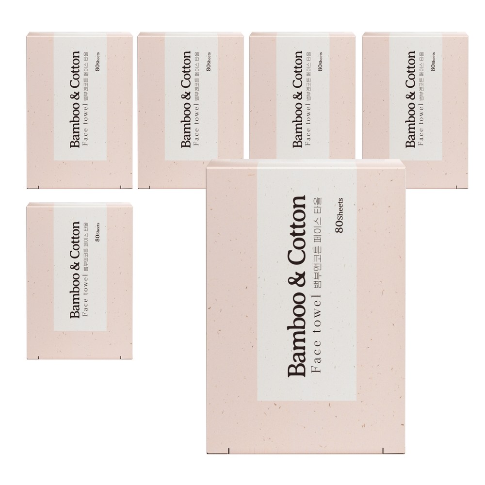 휴홈 일회용 수건대용 뱀부앤코튼 페이스타올 미세플라스틱 없는, 6개, 80개입 29,600원
