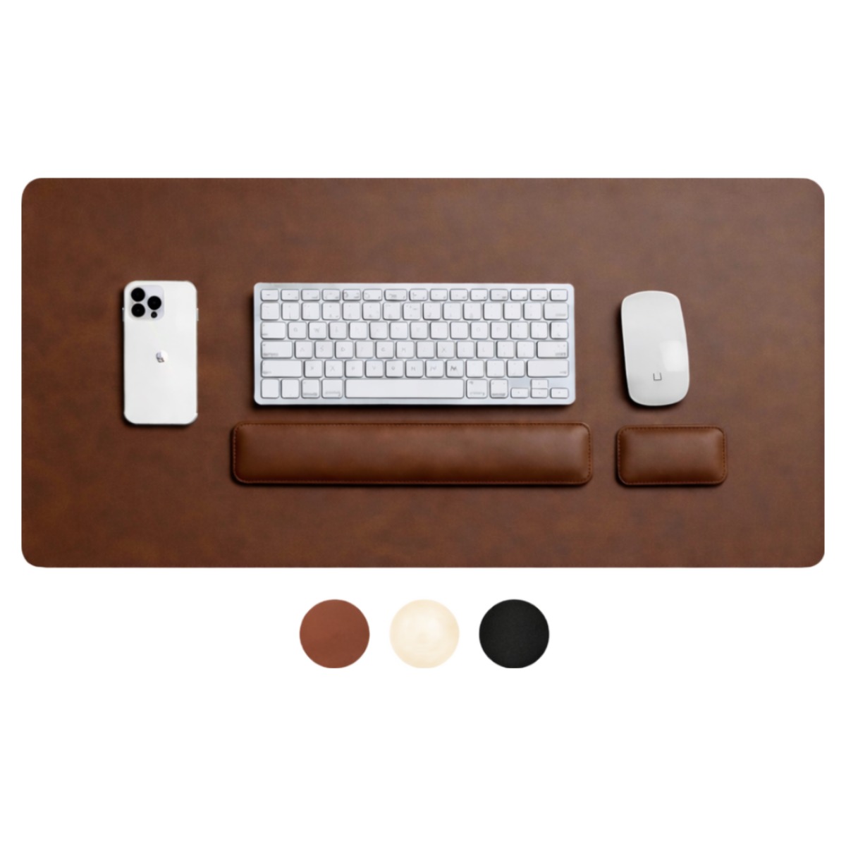 아이브홈 3in1 프리미엄 가죽 대형 데스크 매트 장패드 키보드 마우스 손목받침 세트, 모카 브라운 (80x40cm), 1개 29,700원