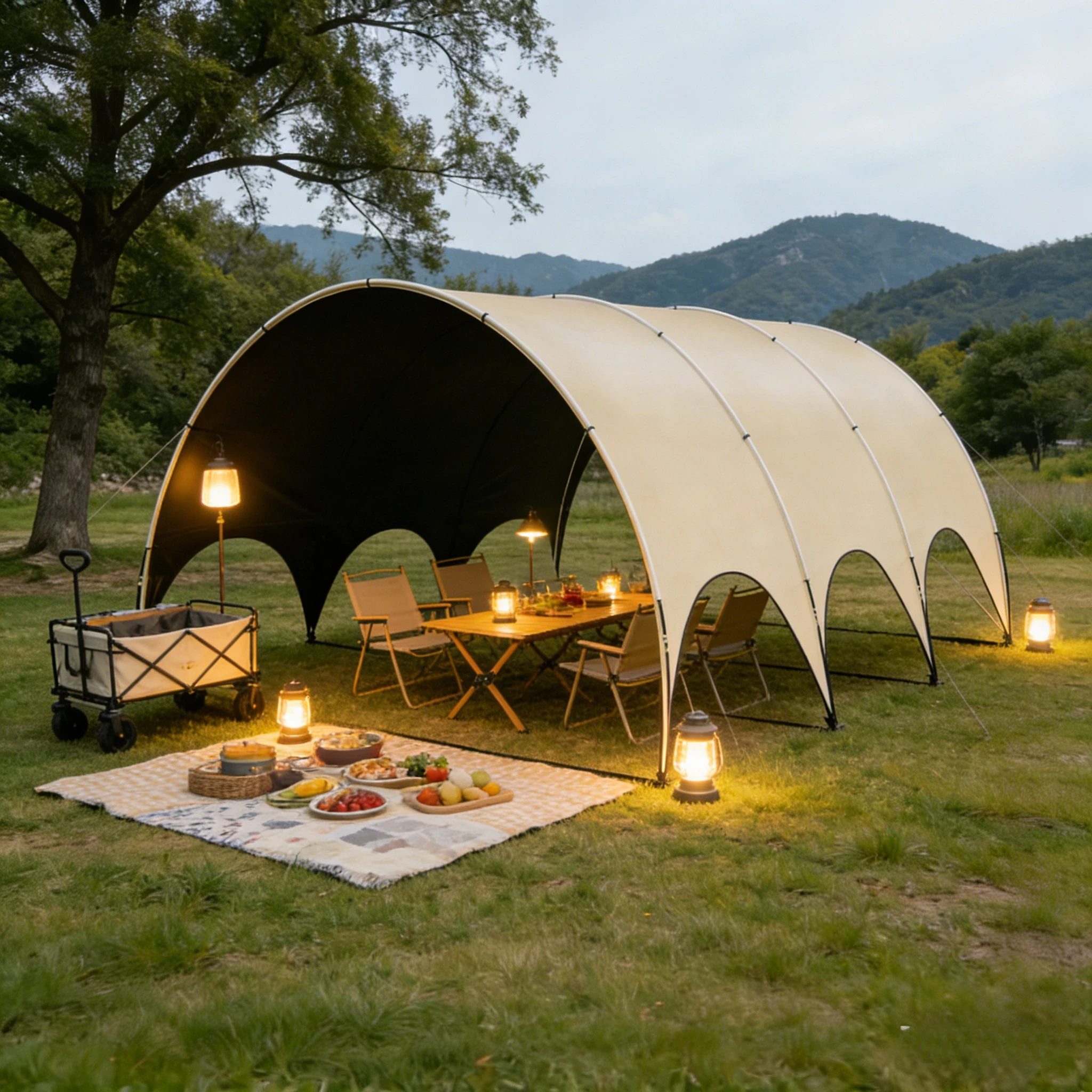 텐트 캠핑텐트 주차장천막 조립식주차장캐노피 4500mm*3000mm*2100mm, 노란색 130,000원