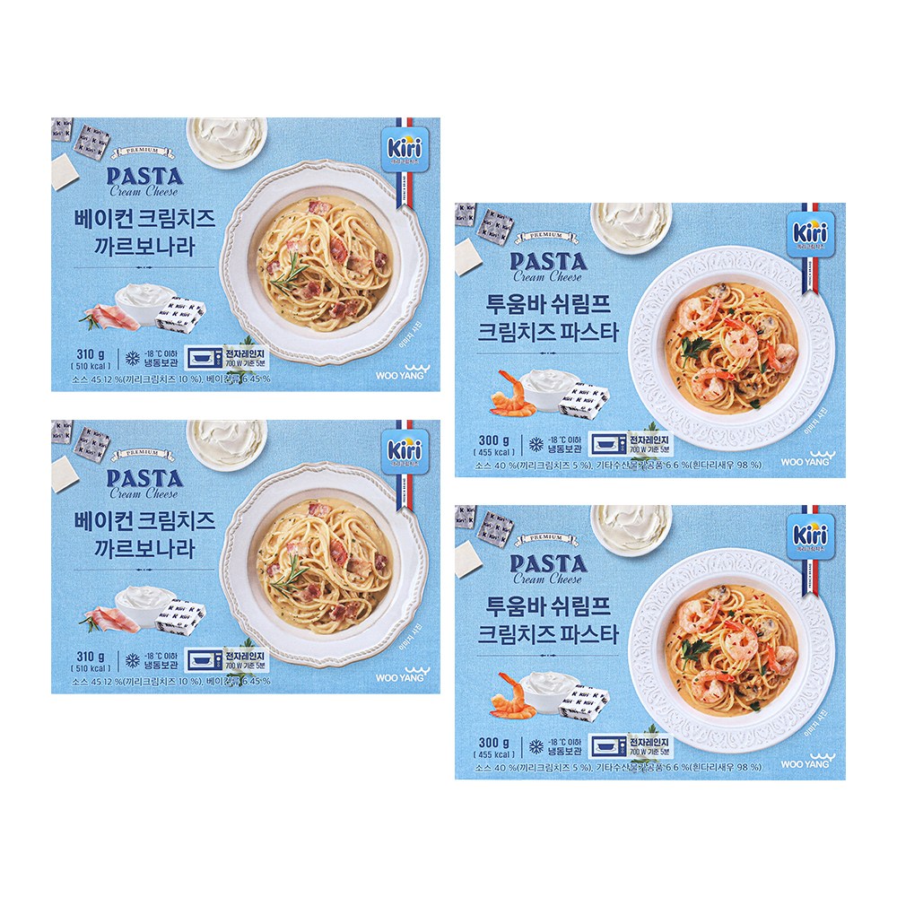 끼리 베이컨 크림치즈 까르보나라 2개+투움바 쉬림프 크림치즈 파스타2개, 1세트, 1.22kg 28,400원