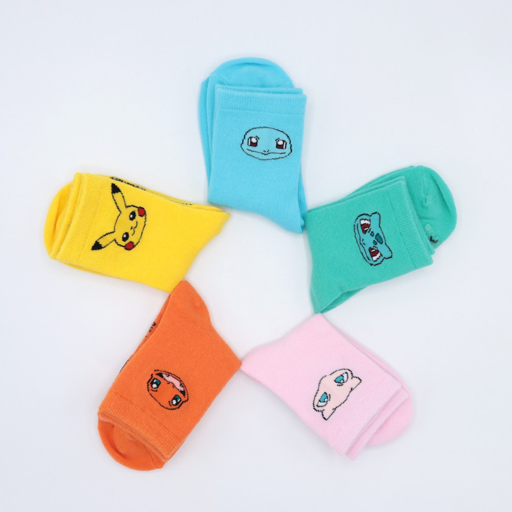 포켓몬양말 5켤레 키즈 아동 어린이 초등학생 주니어 피카츄 이상해씨 파이리 꼬부기 뮤 캐릭터 봄 가을 중목 양말 12,900원