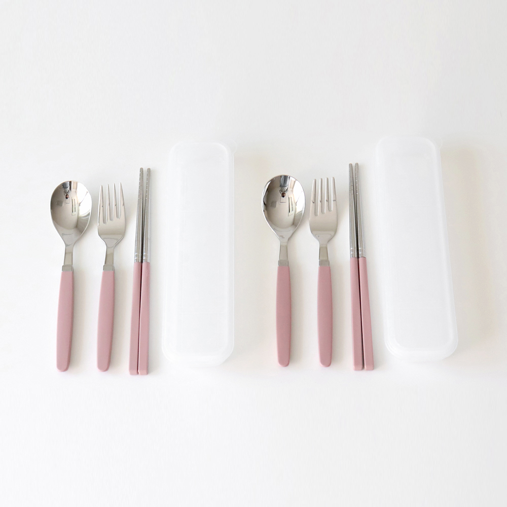 카모메키친 아동용 수저포크 세트, 인디핑크, 숟가락 + 젓가락 + 포크 + 케이스, 2세트 19,000원