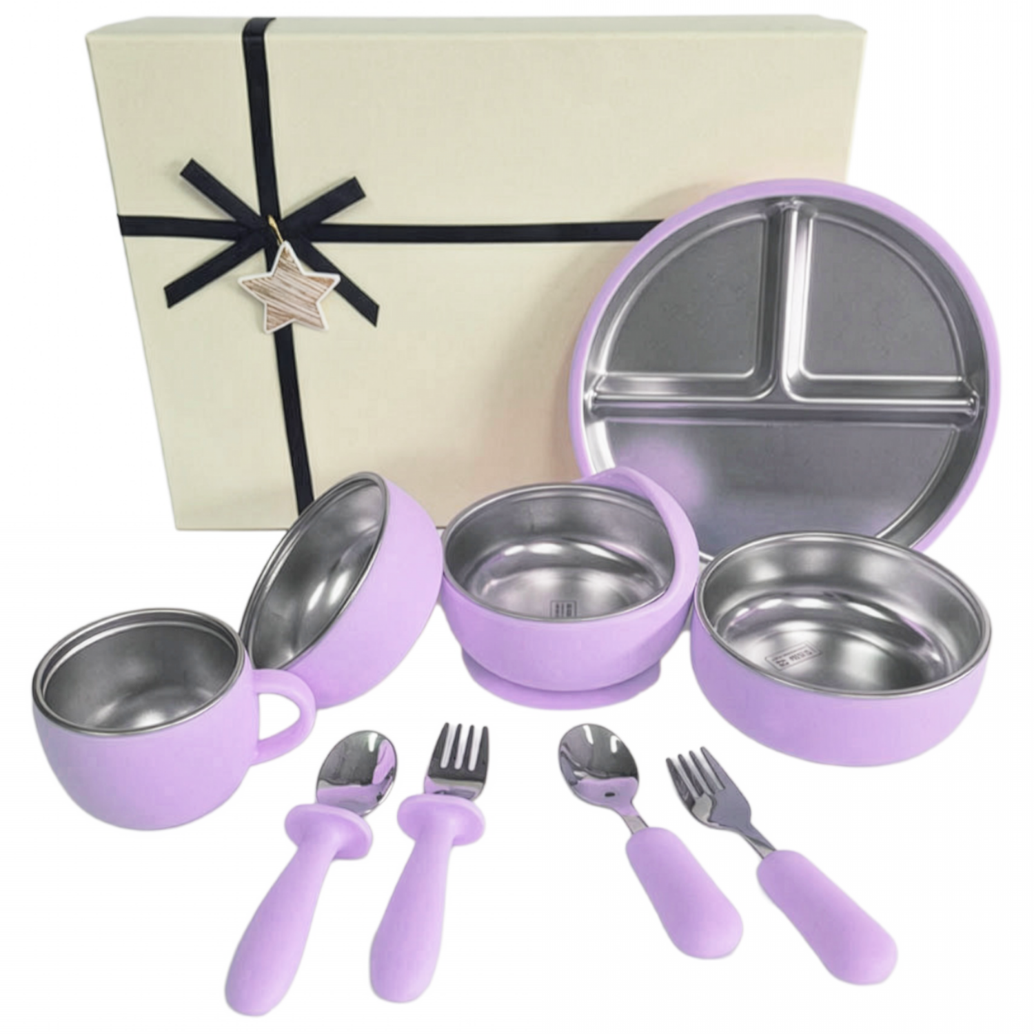 루미베베 아기식판 자기주도 이유식 식판 흡착볼 실리콘 스테인리스 세트, 1세트, 10종, 퍼플 59,800원