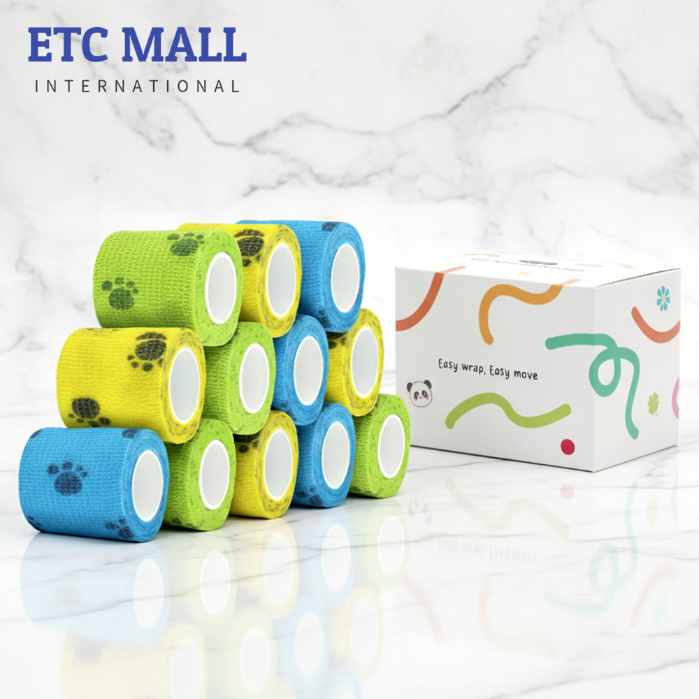 이티씨몰 자가점착 밴드 5cm 압박붕대 패턴 3종 모음 펫풋 그린 옐로우 스카이 10+2, 1개 15,800원
