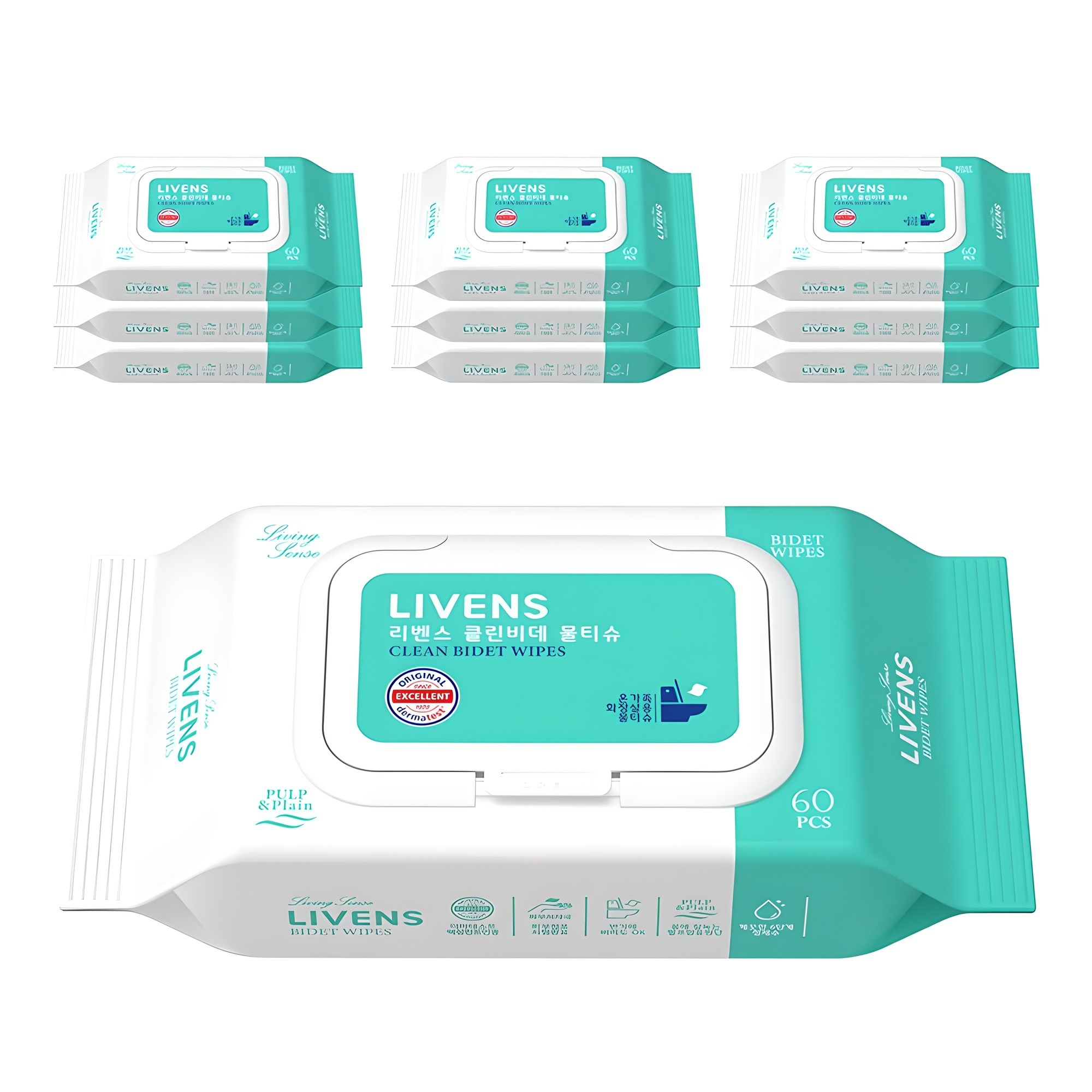 리벤스 소프트 클린 화장실 비데 물티슈 캡형, 55g, 60매, 10개 10,910원