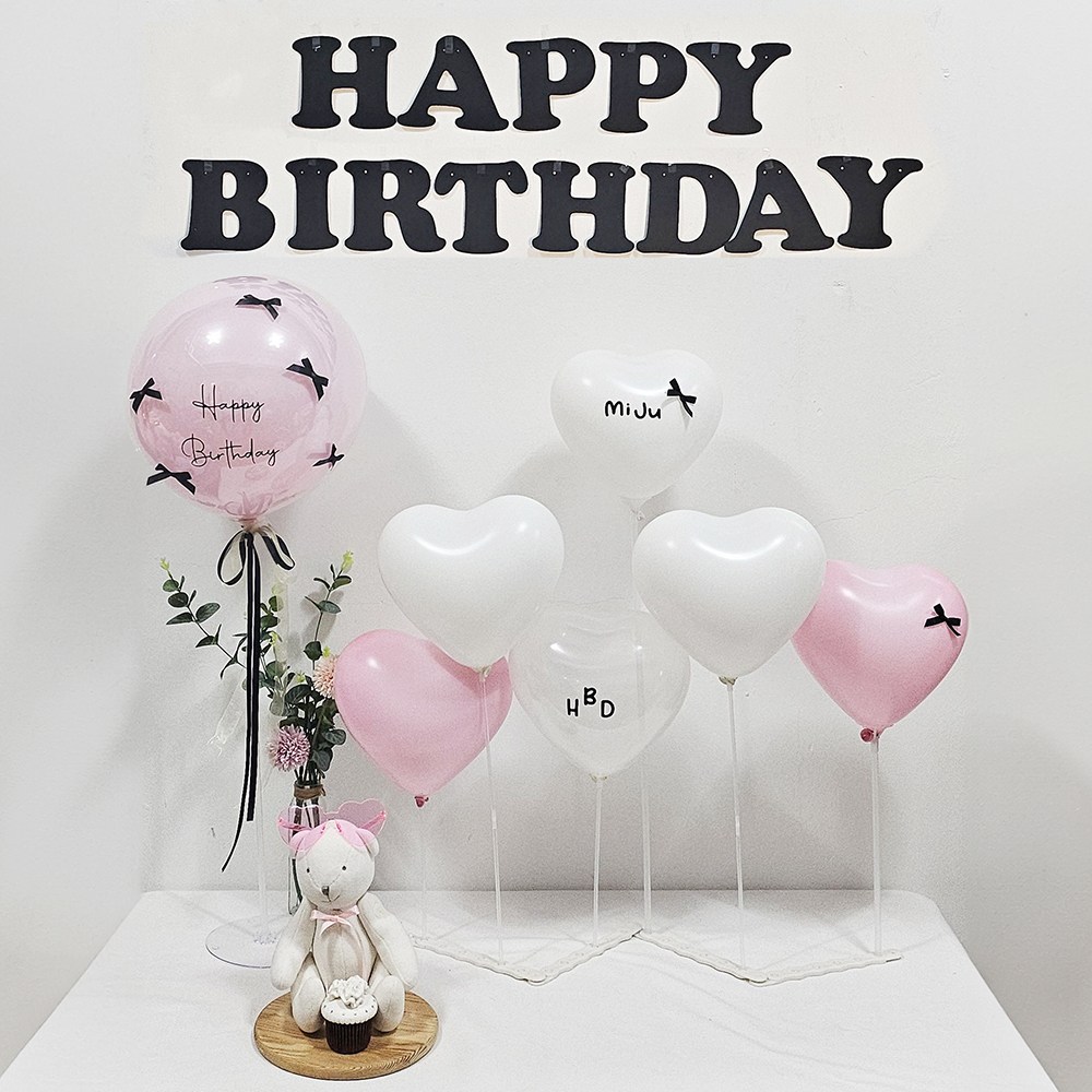 올리브파티 마카롱 버블벌룬+하트풍선 스탠드 세트+가랜드 생일 파티용품 세트 19,800원