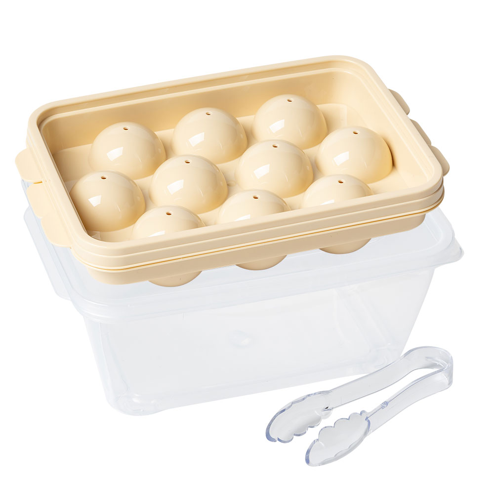 나누담 원형 아이스볼 트레이 10구 + 얼음통 + 집게 세트, 04옐로우, 1세트 10,000원