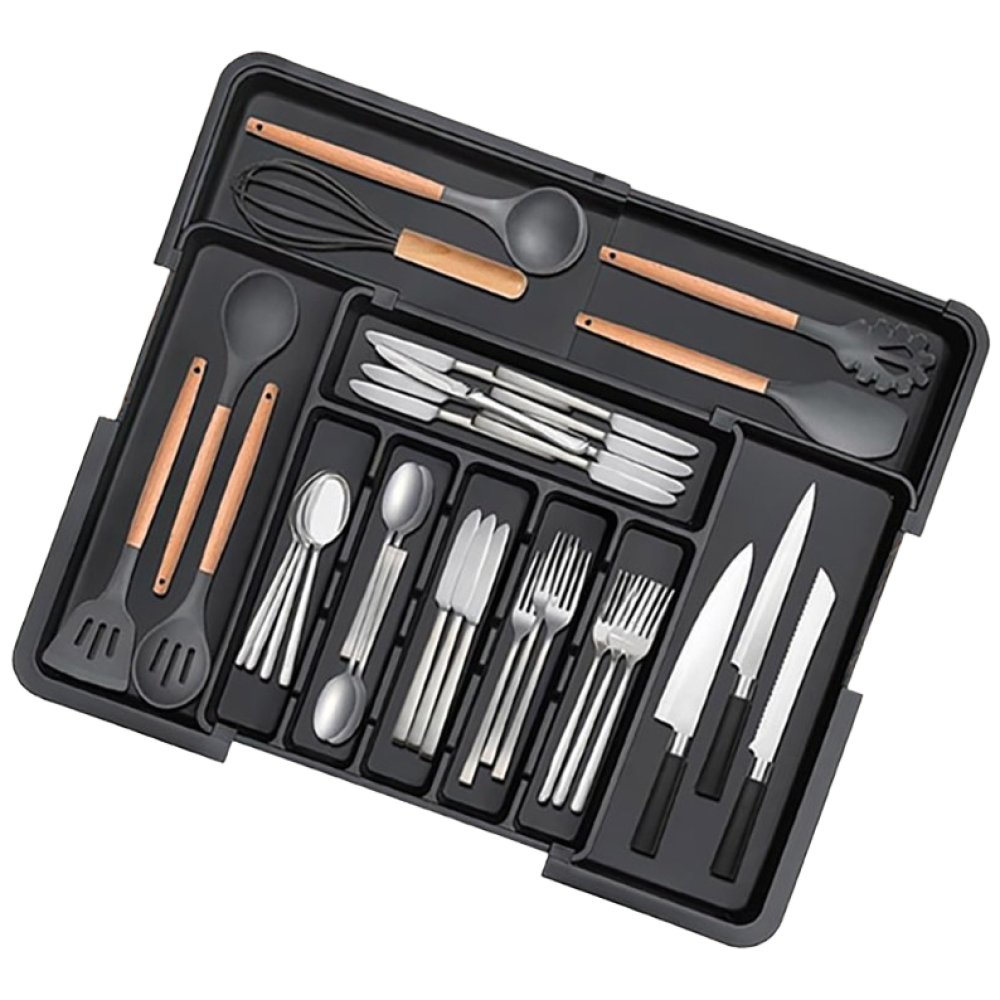 Alemon 길이조절 가능 주방 서랍용 수저 정리함 정리함 트레이, 블랙, 1개 15,900원