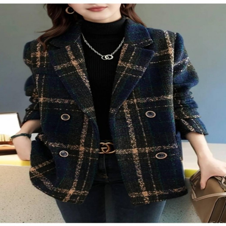 봄가을 엔틱 체크 트위드 재킷 클래식 데일리 아우터 66,360원