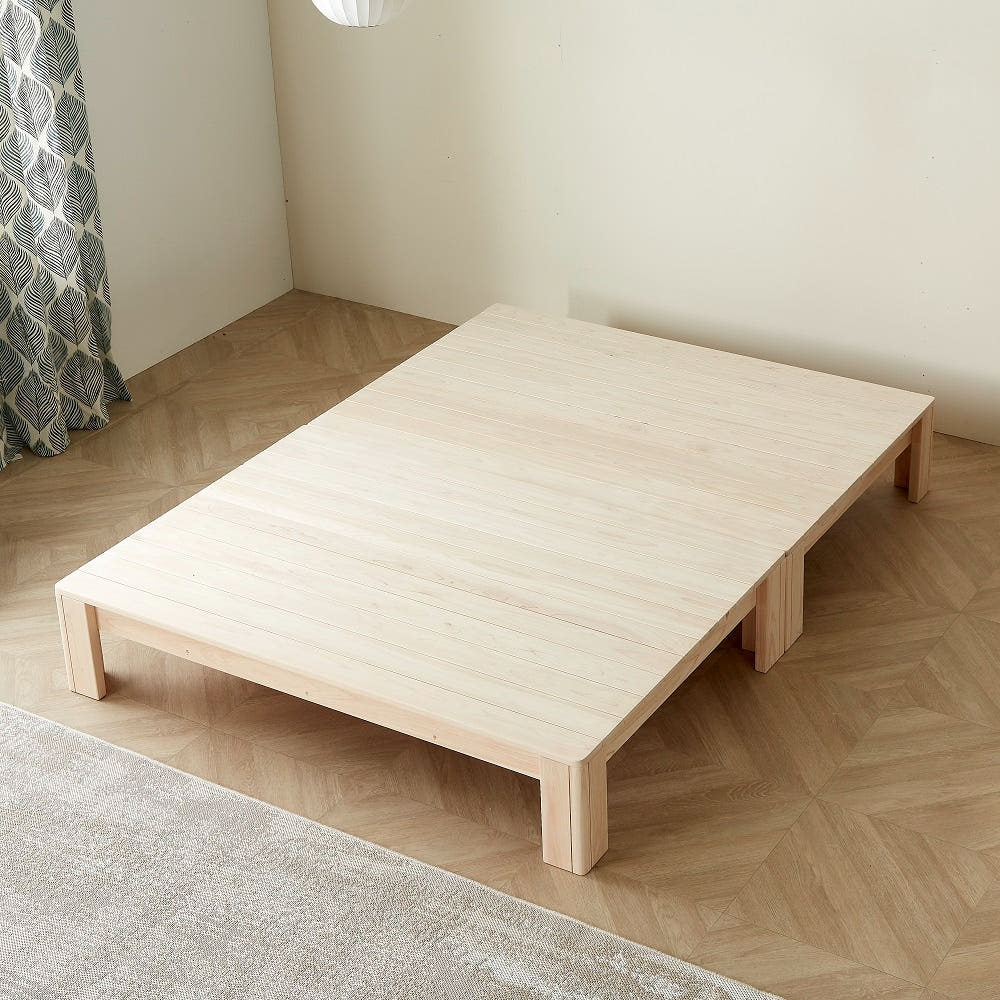 바르숲 무절 무헤드 평상형 침대 편백나무 통원목 침대 프레임, 베이지 336,000원